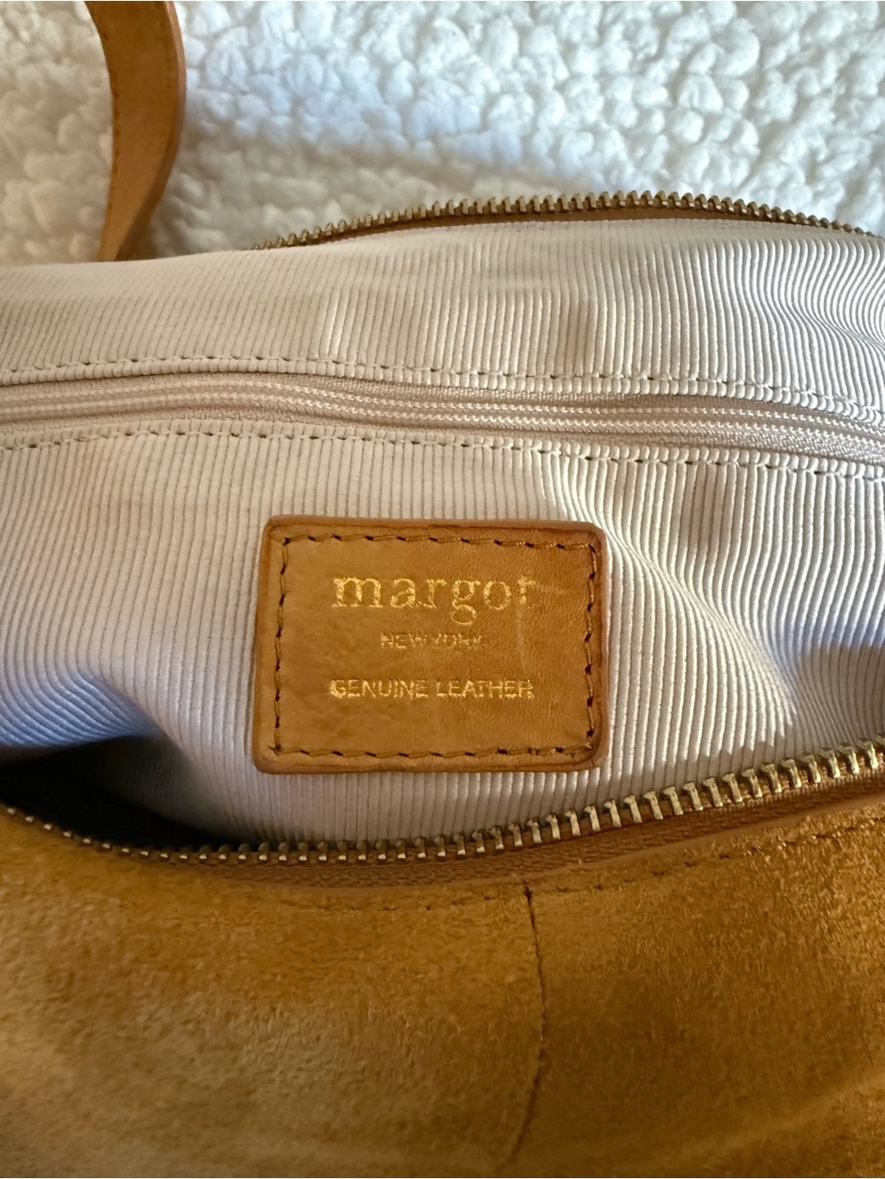 Suede Hobo Shoulder Bag in Camel - Picture 3 of 5